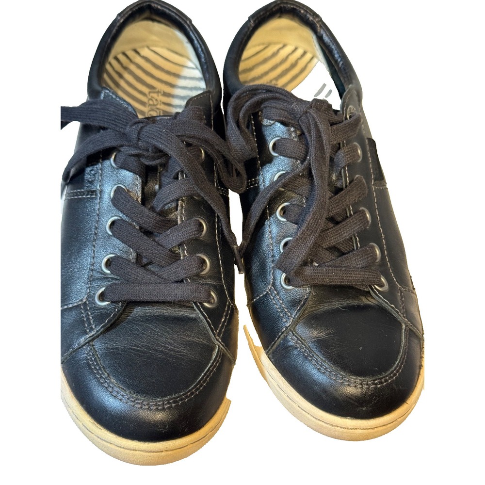 Taos Plim Soul Lux Women Sneaker Black Leather Lace Up Sz 7 comfort walking shoe